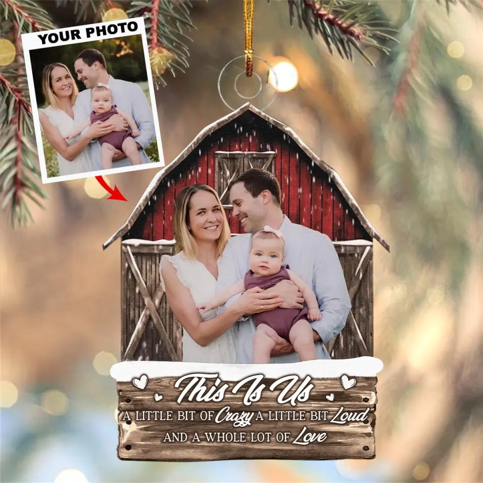 Das ist uns eine ganze Menge Liebe – individuelles Foto-Glimmer-Ornament – ​​Weihnachten, Geburtstagsgeschenk für Familienmitglieder, Ehemann, Ehefrau