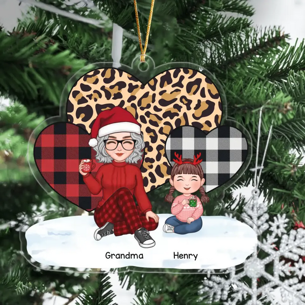 Personalisiertes Weihnachtsgeschenk für Oma und Kinder mit individuellem Namen, Acryl-Ornament, bedruckt