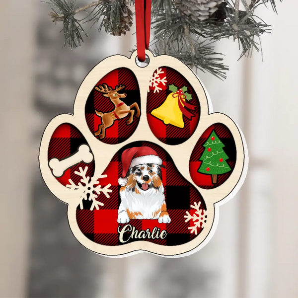 Personalisierter Hundepfoten-Weihnachtsschmuck aus Holz, individuelles Dekorationsgeschenk für Haustierliebhaber
