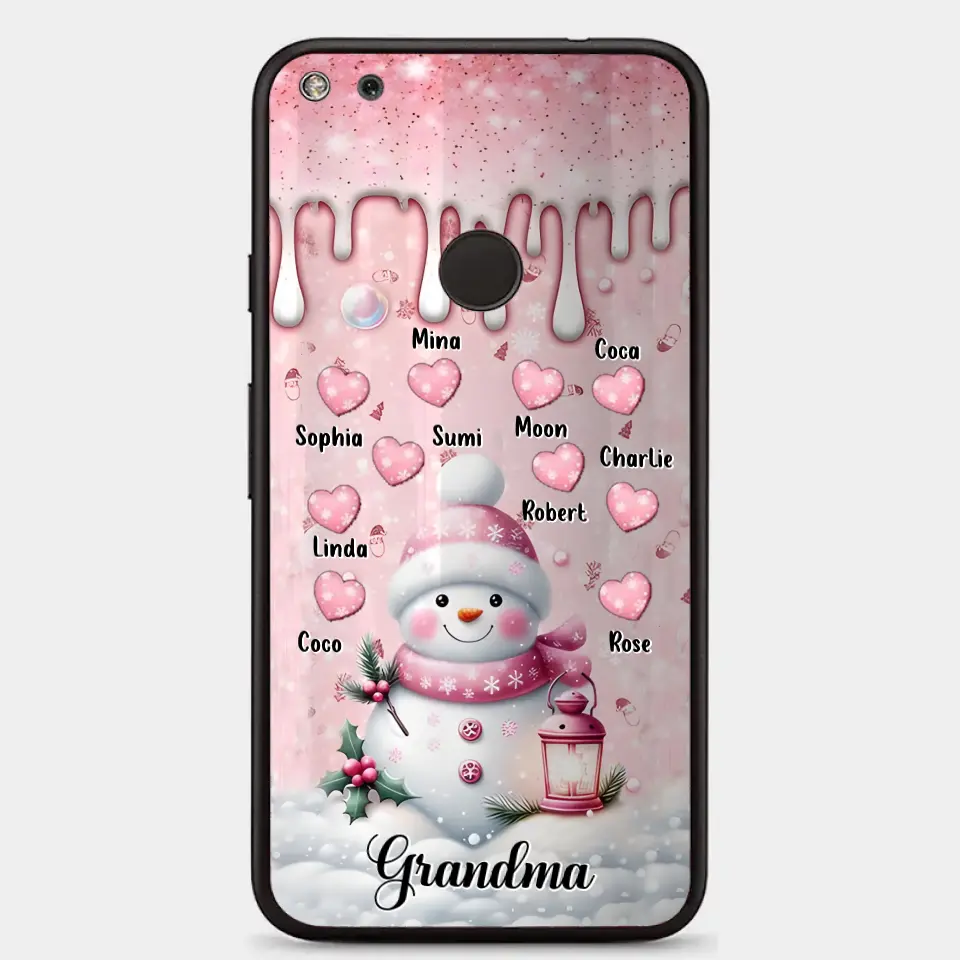 Personalisierte Schneemann-Oma-Handyhülle – Weihnachtsgeschenkidee für Oma – bis zu 10 Kinder – Hülle für iPhone/Samsung/GooglePixel – Oma