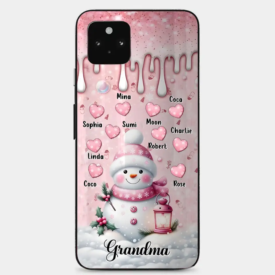 Personalisierte Schneemann-Oma-Handyhülle – Weihnachtsgeschenkidee für Oma – bis zu 10 Kinder – Hülle für iPhone/Samsung/GooglePixel – Oma
