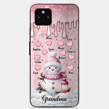 Personalisierte Schneemann-Oma-Handyhülle – Weihnachtsgeschenkidee für Oma – bis zu 10 Kinder – Hülle für iPhone/Samsung/GooglePixel – Oma