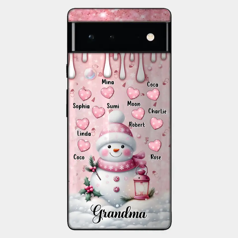 Personalisierte Schneemann-Oma-Handyhülle – Weihnachtsgeschenkidee für Oma – bis zu 10 Kinder – Hülle für iPhone/Samsung/GooglePixel – Oma
