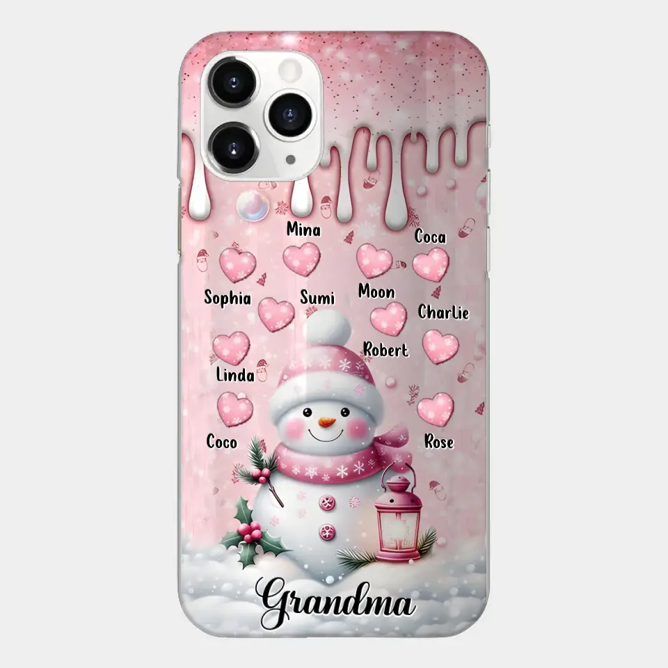 Personalisierte Schneemann-Oma-Handyhülle – Weihnachtsgeschenkidee für Oma – bis zu 10 Kinder – Hülle für iPhone/Samsung/GooglePixel – Oma