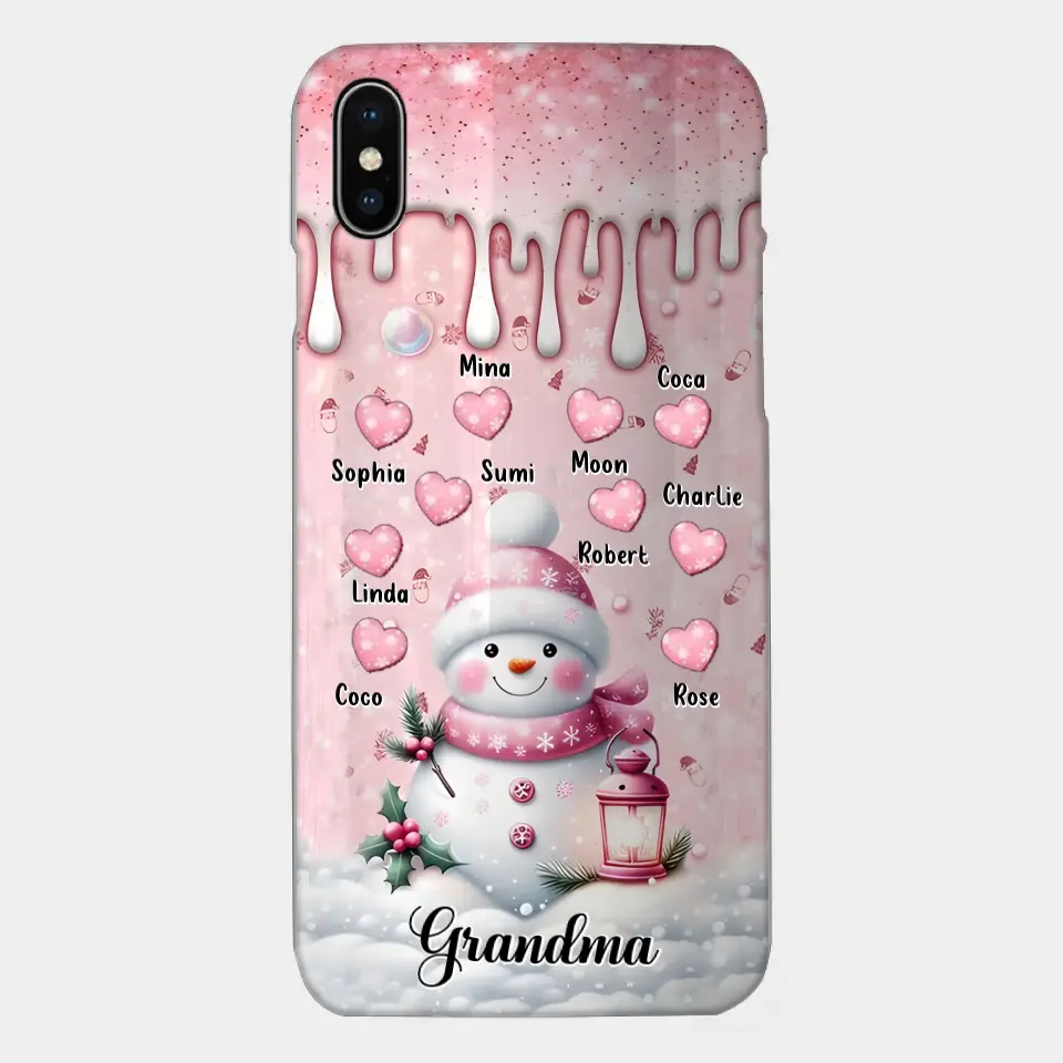 Personalisierte Schneemann-Oma-Handyhülle – Weihnachtsgeschenkidee für Oma – bis zu 10 Kinder – Hülle für iPhone/Samsung/GooglePixel – Oma