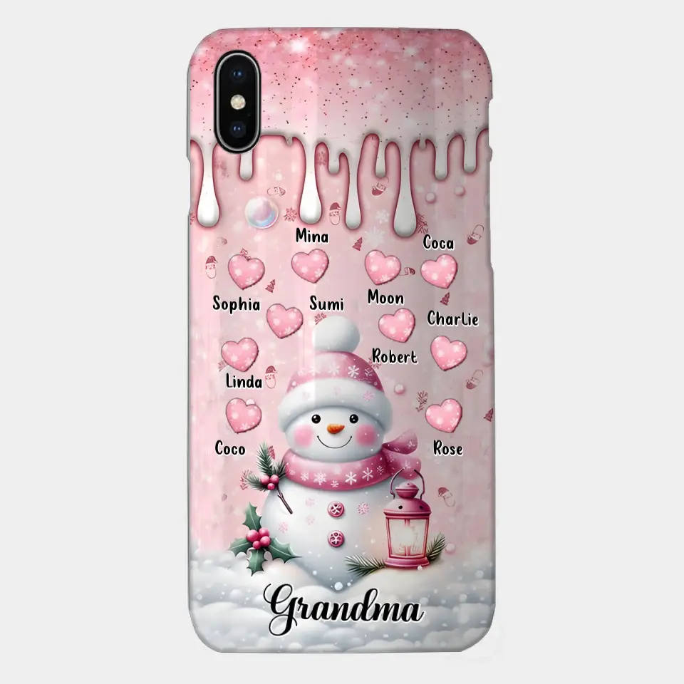 Personalisierte Schneemann-Oma-Handyhülle – Weihnachtsgeschenkidee für Oma – bis zu 10 Kinder – Hülle für iPhone/Samsung/GooglePixel – Oma