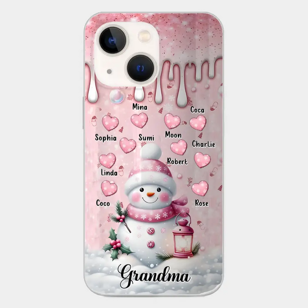Personalisierte Schneemann-Oma-Handyhülle – Weihnachtsgeschenkidee für Oma – bis zu 10 Kinder – Hülle für iPhone/Samsung/GooglePixel – Oma