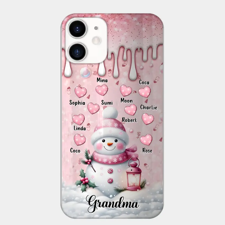 Personalisierte Schneemann-Oma-Handyhülle – Weihnachtsgeschenkidee für Oma – bis zu 10 Kinder – Hülle für iPhone/Samsung/GooglePixel – Oma