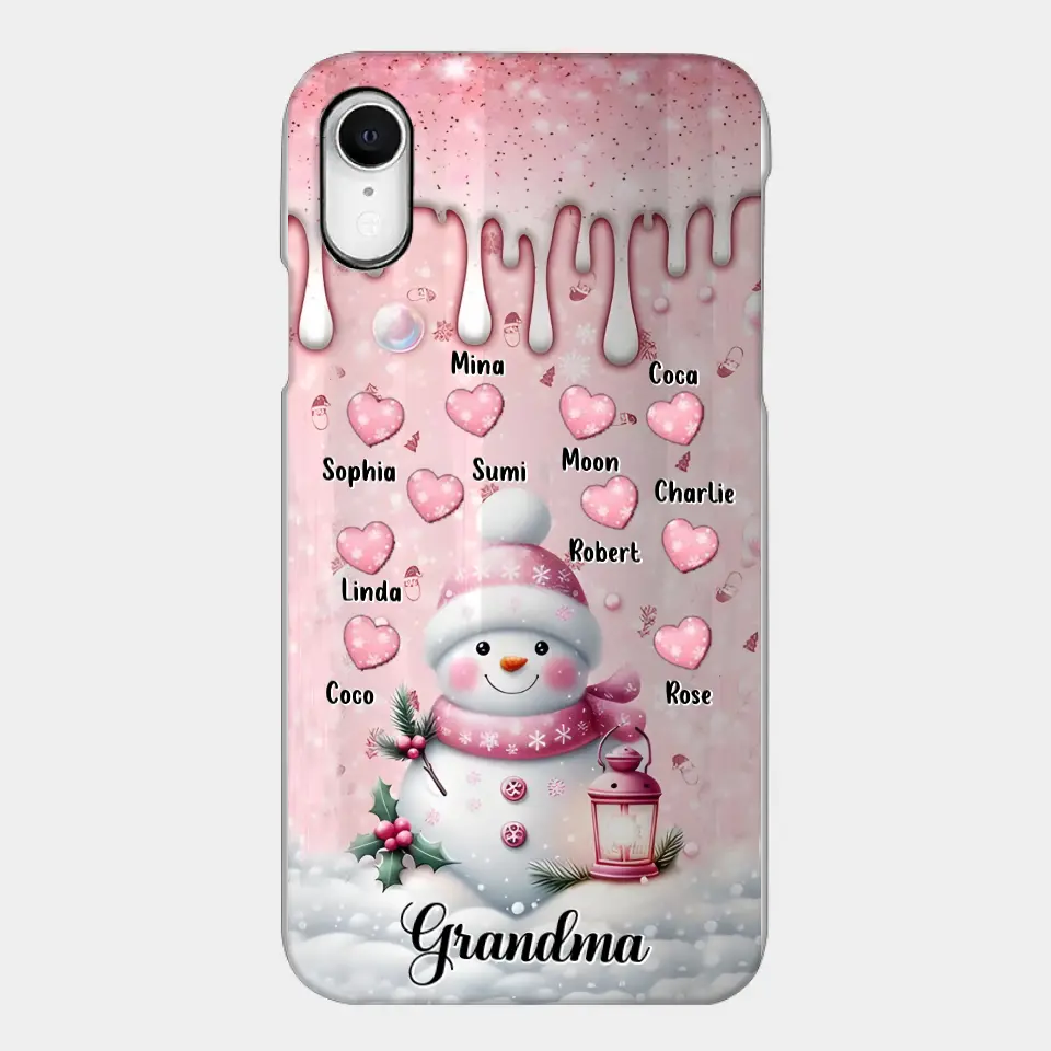 Personalisierte Schneemann-Oma-Handyhülle – Weihnachtsgeschenkidee für Oma – bis zu 10 Kinder – Hülle für iPhone/Samsung/GooglePixel – Oma
