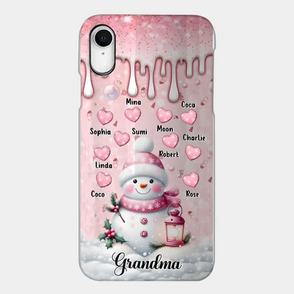Personalisierte Schneemann-Oma-Handyhülle – Weihnachtsgeschenkidee für Oma – bis zu 10 Kinder – Hülle für iPhone/Samsung/GooglePixel – Oma