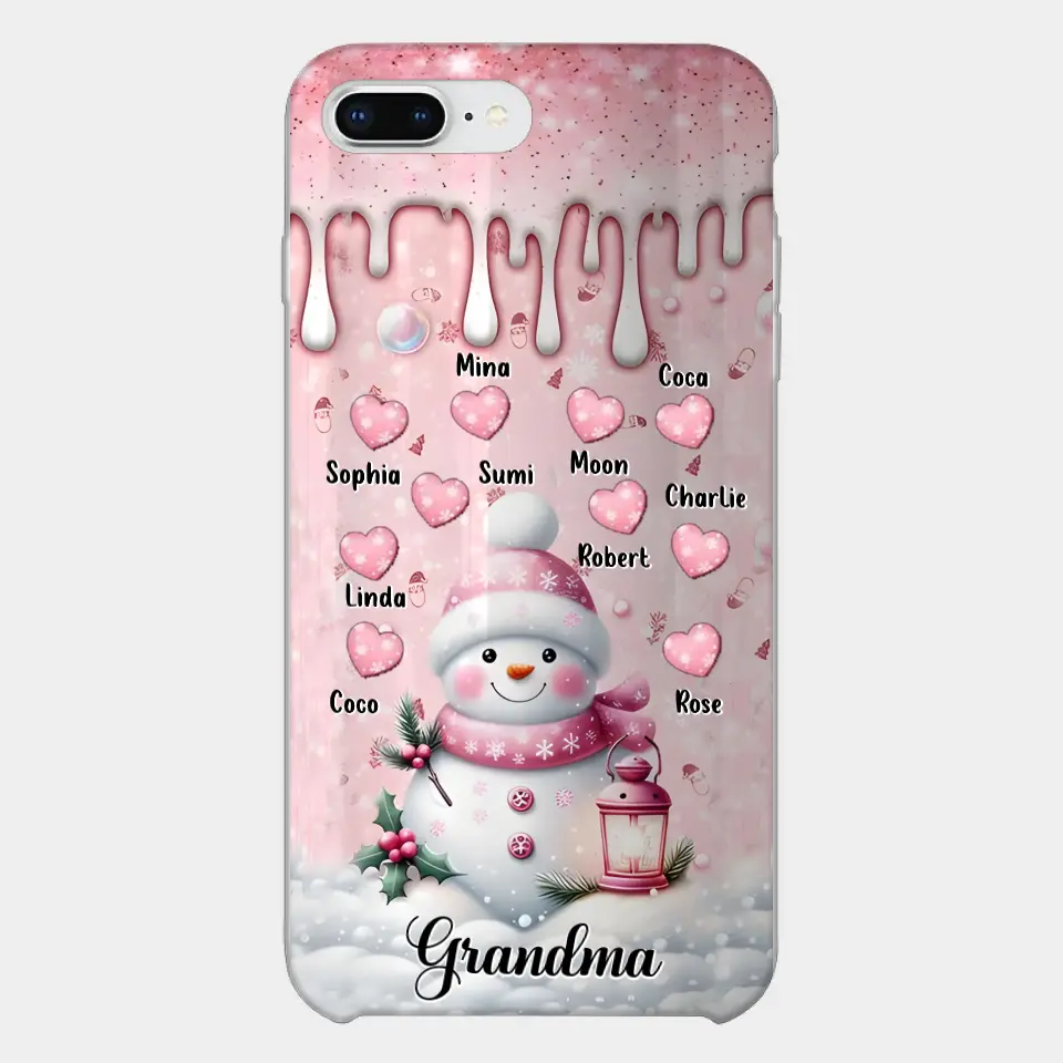 Personalisierte Schneemann-Oma-Handyhülle – Weihnachtsgeschenkidee für Oma – bis zu 10 Kinder – Hülle für iPhone/Samsung/GooglePixel – Oma