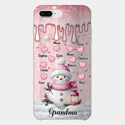 Personalisierte Schneemann-Oma-Handyhülle – Weihnachtsgeschenkidee für Oma – bis zu 10 Kinder – Hülle für iPhone/Samsung/GooglePixel – Oma