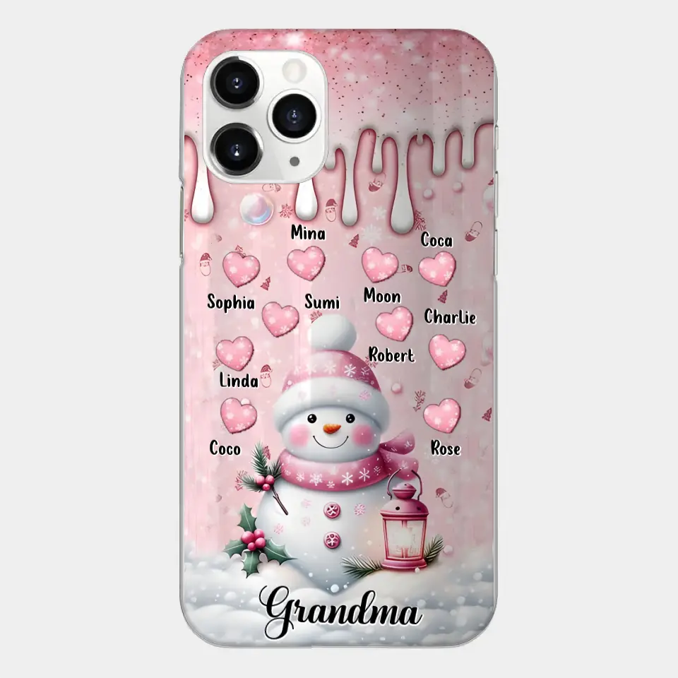 Personalisierte Schneemann-Oma-Handyhülle – Weihnachtsgeschenkidee für Oma – bis zu 10 Kinder – Hülle für iPhone/Samsung/GooglePixel – Oma
