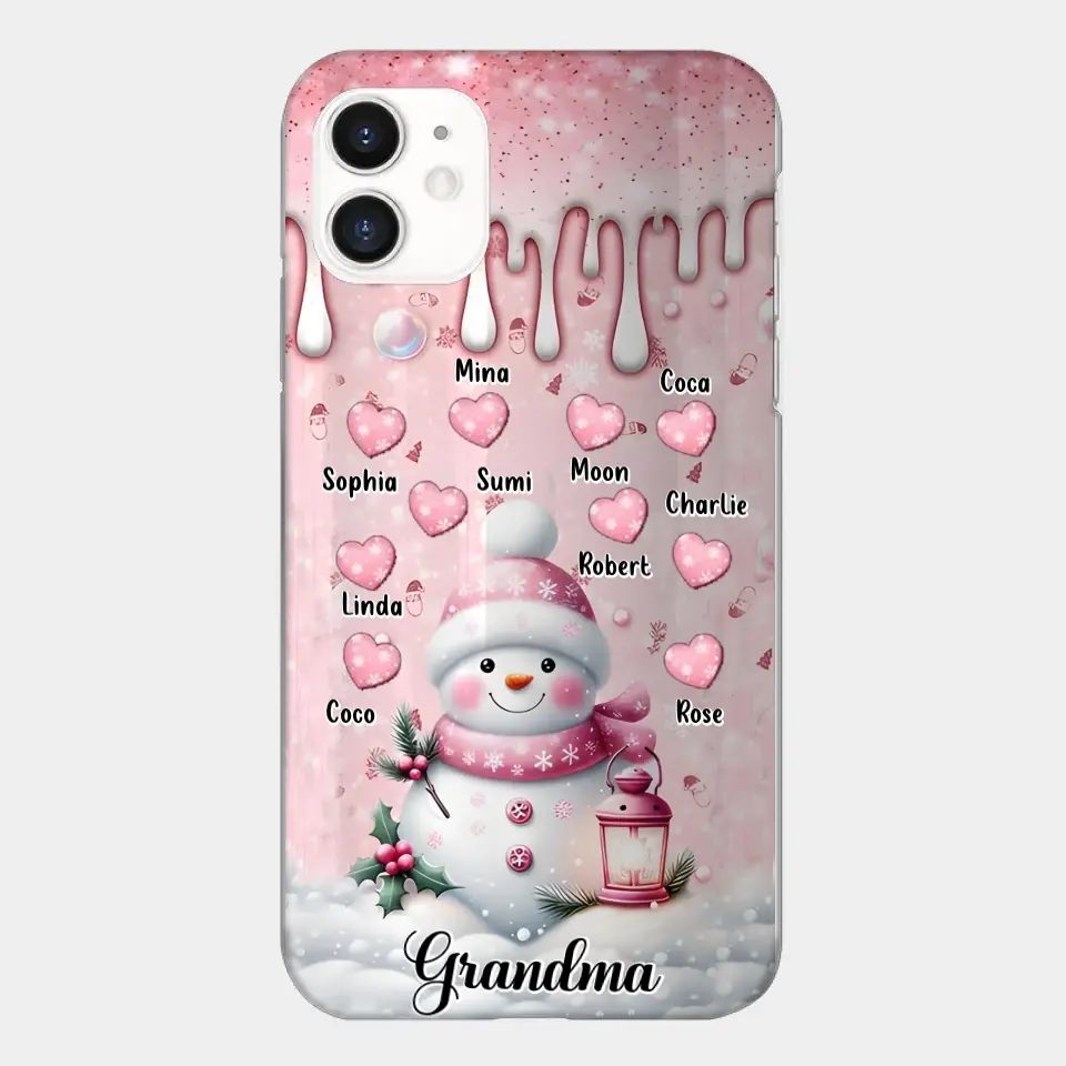 Personalisierte Schneemann-Oma-Handyhülle – Weihnachtsgeschenkidee für Oma – bis zu 10 Kinder – Hülle für iPhone/Samsung/GooglePixel – Oma