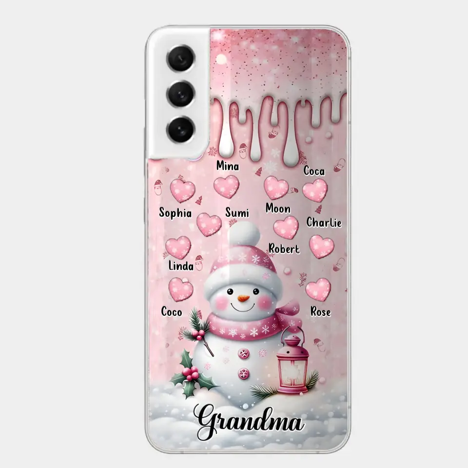 Personalisierte Schneemann-Oma-Handyhülle – Weihnachtsgeschenkidee für Oma – bis zu 10 Kinder – Hülle für iPhone/Samsung/GooglePixel – Oma