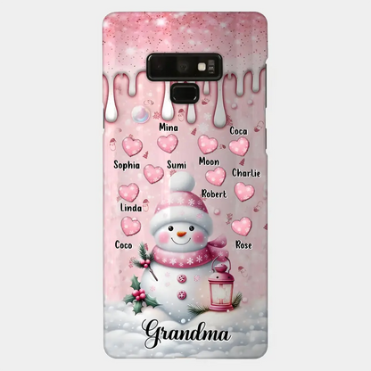 Personalisierte Schneemann-Oma-Handyhülle – Weihnachtsgeschenkidee für Oma – bis zu 10 Kinder – Hülle für iPhone/Samsung/GooglePixel – Oma