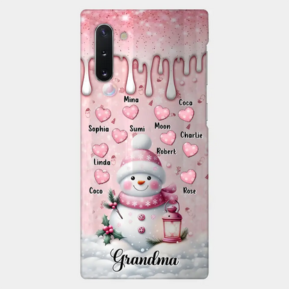 Personalisierte Schneemann-Oma-Handyhülle – Weihnachtsgeschenkidee für Oma – bis zu 10 Kinder – Hülle für iPhone/Samsung/GooglePixel – Oma