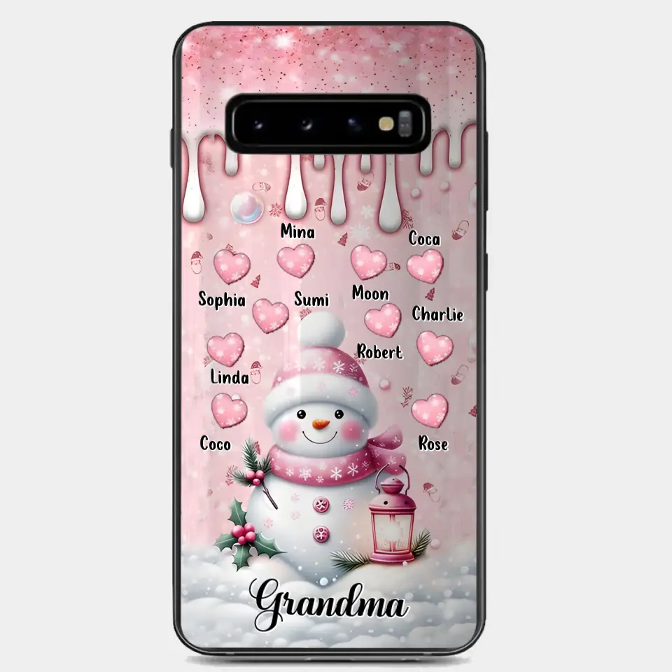 Personalisierte Schneemann-Oma-Handyhülle – Weihnachtsgeschenkidee für Oma – bis zu 10 Kinder – Hülle für iPhone/Samsung/GooglePixel – Oma