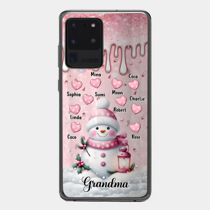 Personalisierte Schneemann-Oma-Handyhülle – Weihnachtsgeschenkidee für Oma – bis zu 10 Kinder – Hülle für iPhone/Samsung/GooglePixel – Oma
