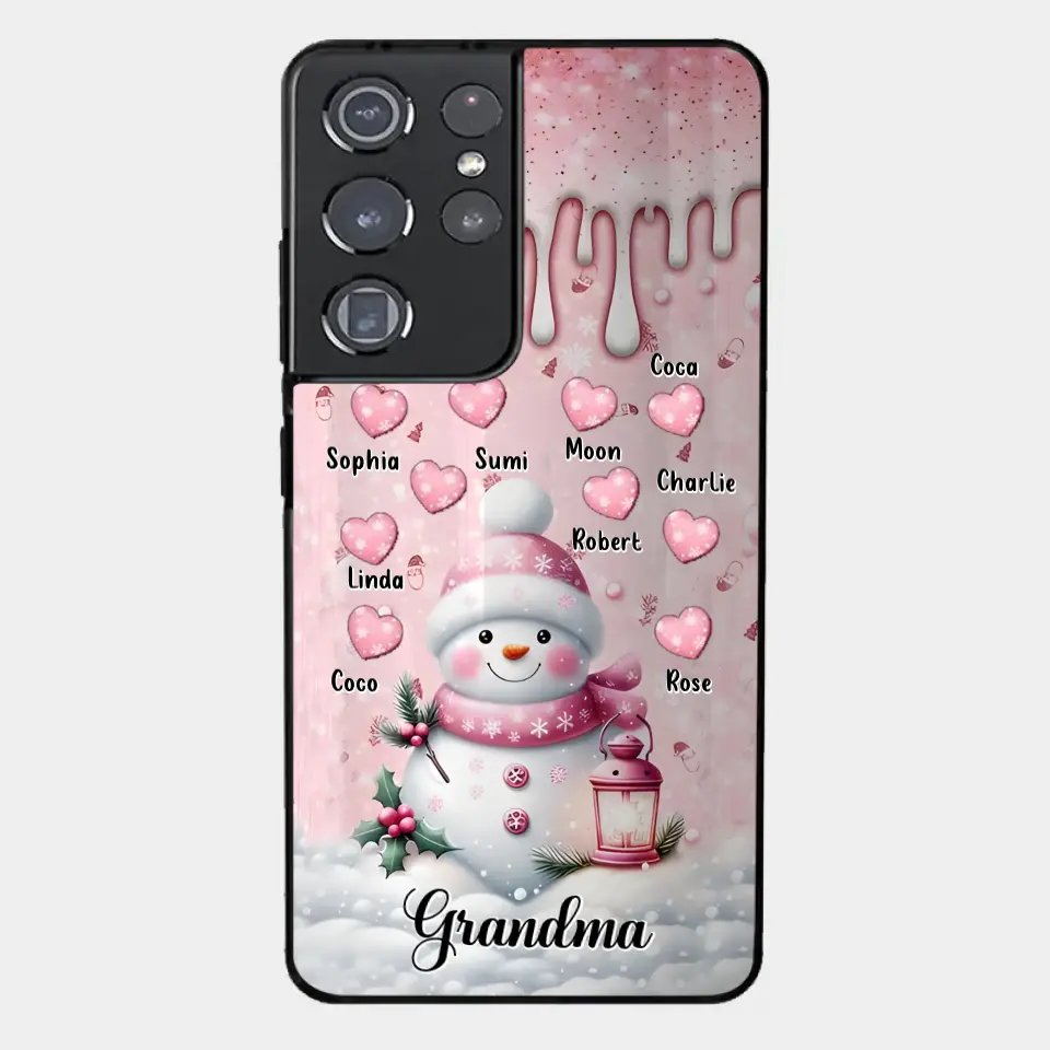 Personalisierte Schneemann-Oma-Handyhülle – Weihnachtsgeschenkidee für Oma – bis zu 10 Kinder – Hülle für iPhone/Samsung/GooglePixel – Oma
