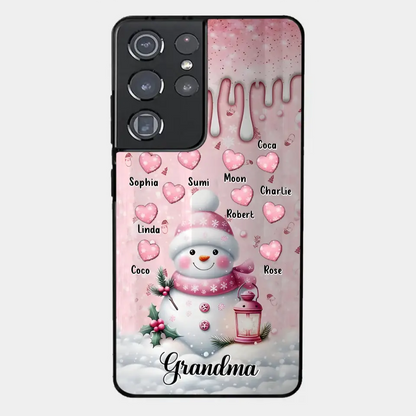 Personalisierte Schneemann-Oma-Handyhülle – Weihnachtsgeschenkidee für Oma – bis zu 10 Kinder – Hülle für iPhone/Samsung/GooglePixel – Oma
