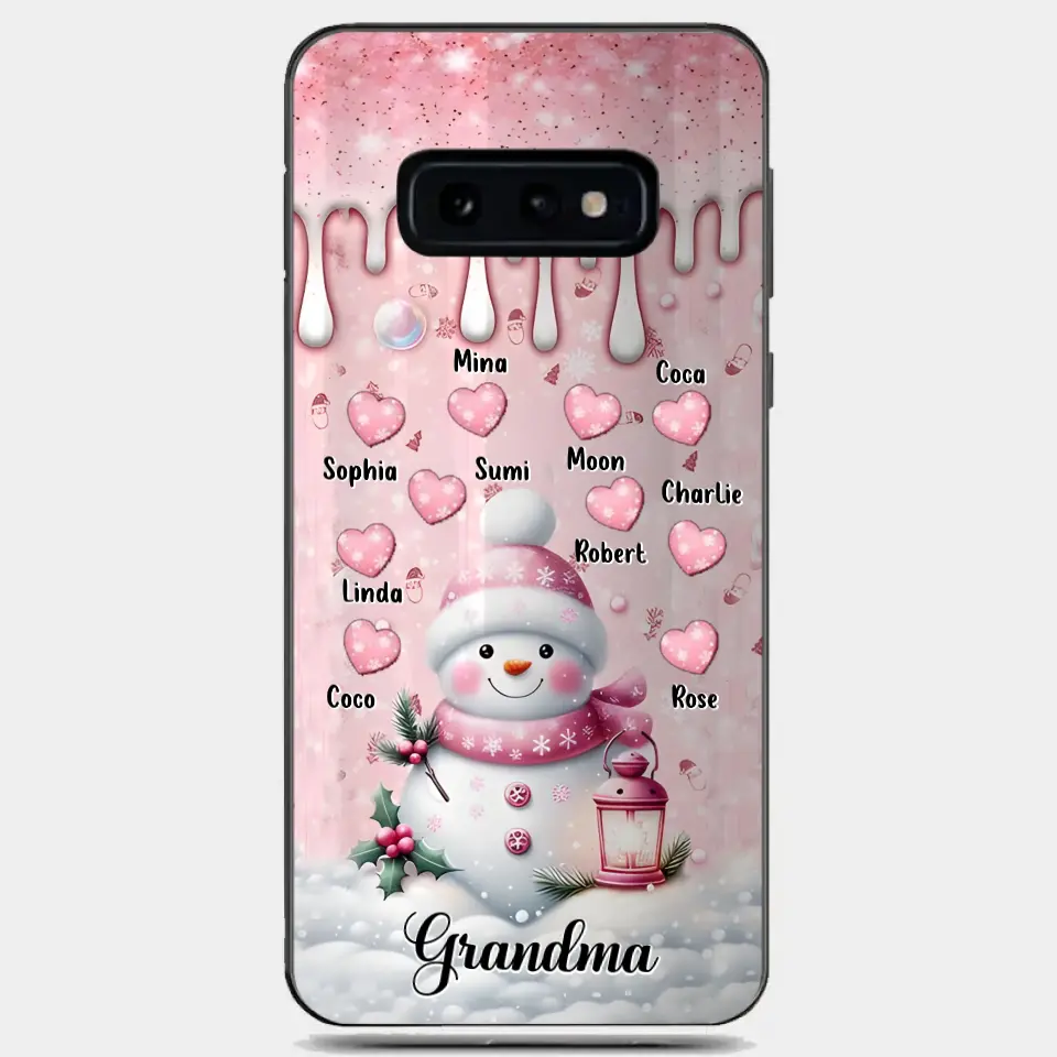 Personalisierte Schneemann-Oma-Handyhülle – Weihnachtsgeschenkidee für Oma – bis zu 10 Kinder – Hülle für iPhone/Samsung/GooglePixel – Oma