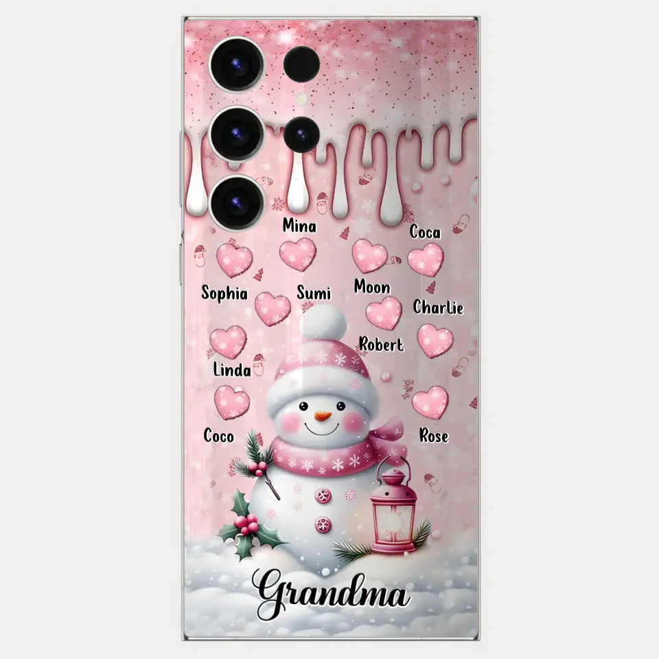 Personalisierte Schneemann-Oma-Handyhülle – Weihnachtsgeschenkidee für Oma – bis zu 10 Kinder – Hülle für iPhone/Samsung/GooglePixel – Oma