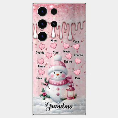 Personalisierte Schneemann-Oma-Handyhülle – Weihnachtsgeschenkidee für Oma – bis zu 10 Kinder – Hülle für iPhone/Samsung/GooglePixel – Oma