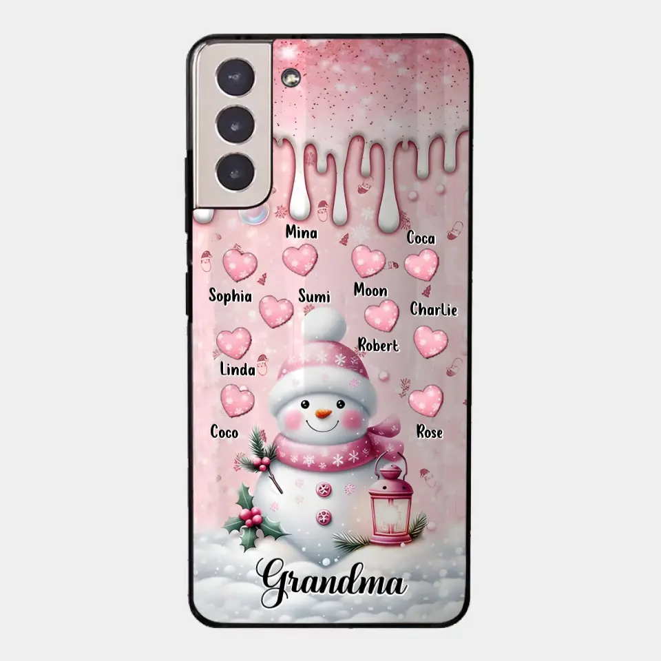 Personalisierte Schneemann-Oma-Handyhülle – Weihnachtsgeschenkidee für Oma – bis zu 10 Kinder – Hülle für iPhone/Samsung/GooglePixel – Oma