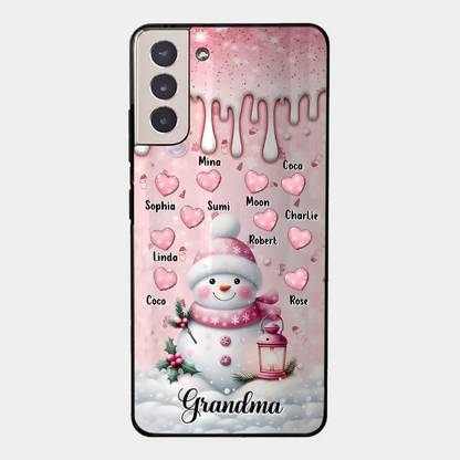 Personalisierte Schneemann-Oma-Handyhülle – Weihnachtsgeschenkidee für Oma – bis zu 10 Kinder – Hülle für iPhone/Samsung/GooglePixel – Oma