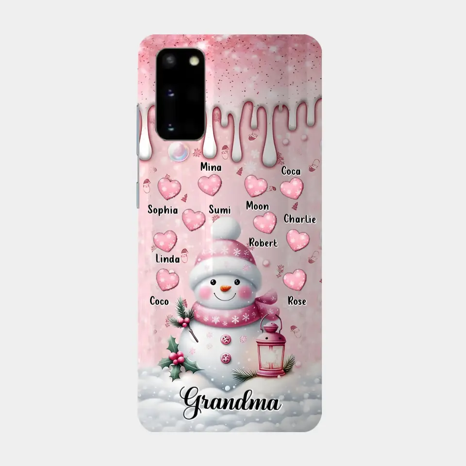 Personalisierte Schneemann-Oma-Handyhülle – Weihnachtsgeschenkidee für Oma – bis zu 10 Kinder – Hülle für iPhone/Samsung/GooglePixel – Oma