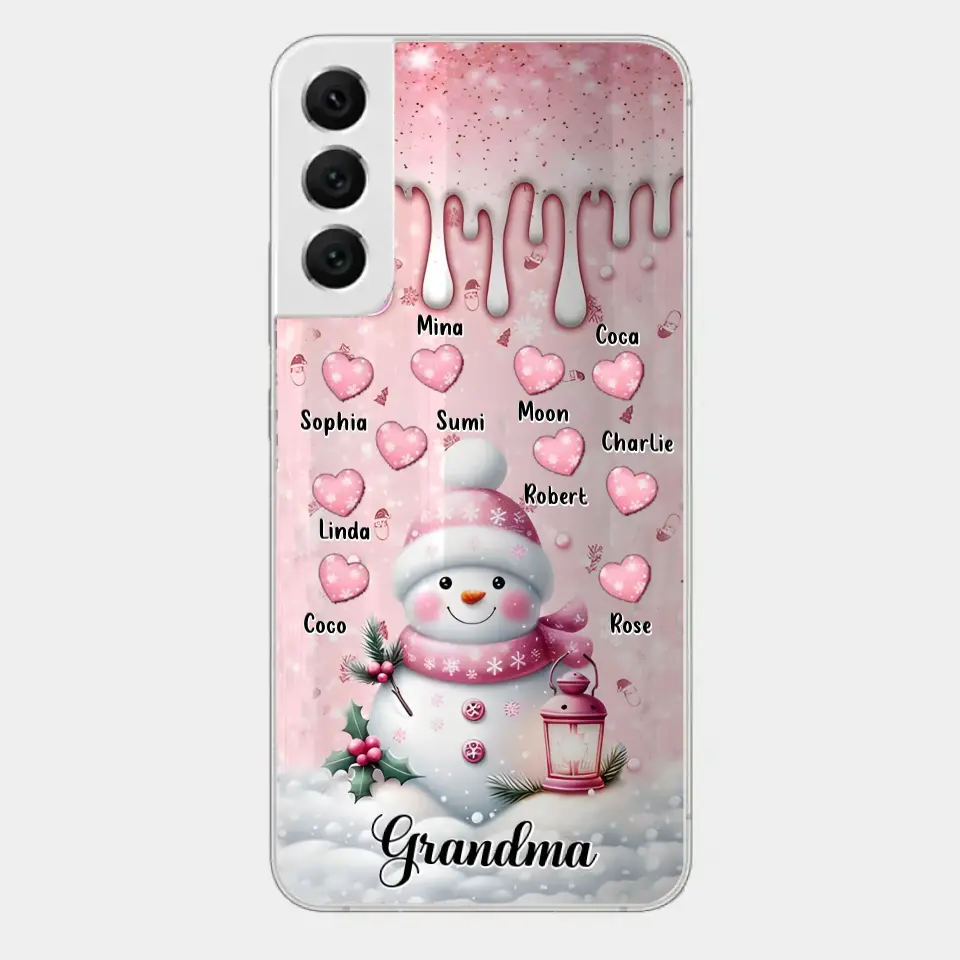 Personalisierte Schneemann-Oma-Handyhülle – Weihnachtsgeschenkidee für Oma – bis zu 10 Kinder – Hülle für iPhone/Samsung/GooglePixel – Oma