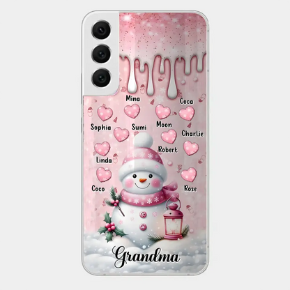 Personalisierte Schneemann-Oma-Handyhülle – Weihnachtsgeschenkidee für Oma – bis zu 10 Kinder – Hülle für iPhone/Samsung/GooglePixel – Oma