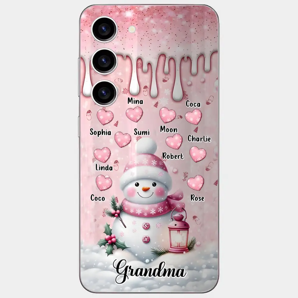 Personalisierte Schneemann-Oma-Handyhülle – Weihnachtsgeschenkidee für Oma – bis zu 10 Kinder – Hülle für iPhone/Samsung/GooglePixel – Oma
