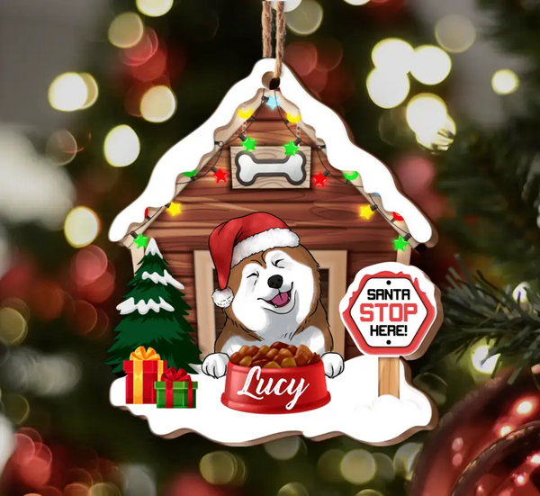 Der Weihnachtsmann, hör hier auf! Personalisierter Hunde-Weihnachtsschmuck aus Holz, individuelle Form