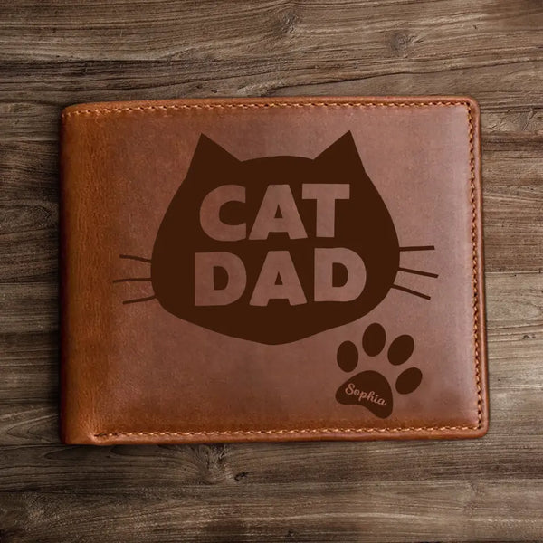 Personalisierter Katzenvater, individueller Katzenname, Katzenliebhaber, Geschenk, Leder-Geldbörse