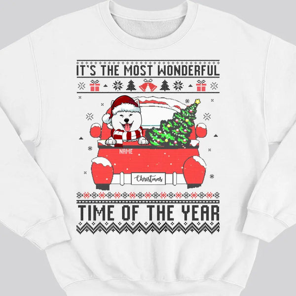 Personalisierter Hunde-Hässlicher Weihnachtspullover, Es ist die schönste Zeit des Jahres Sweatshirt, personalisiertes Hunde-Sweatshirt, Weihnachts-Hunde-Sweatshirt