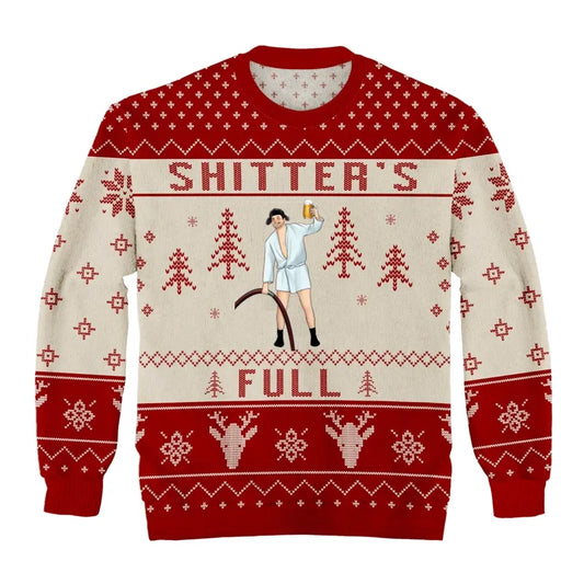 Sh*tter's Full Ugly Christmas Sweater – Personalisierter Wollpullover, All-Over-Print-Sweatshirt