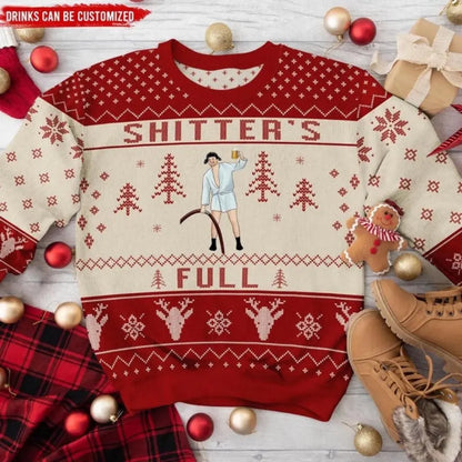 Sh*tter's Full Ugly Christmas Sweater - Personalized Wool Sweater, All-Over-Print Sweatshirt