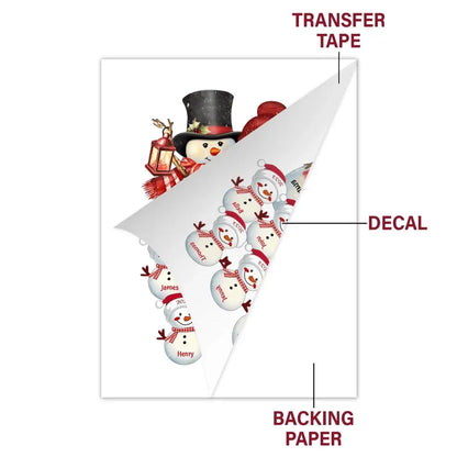 Schneemann-Großkinder – personalisierter individueller Aufkleber – Weihnachtsgeschenk für Opa, Oma, Familienmitglieder