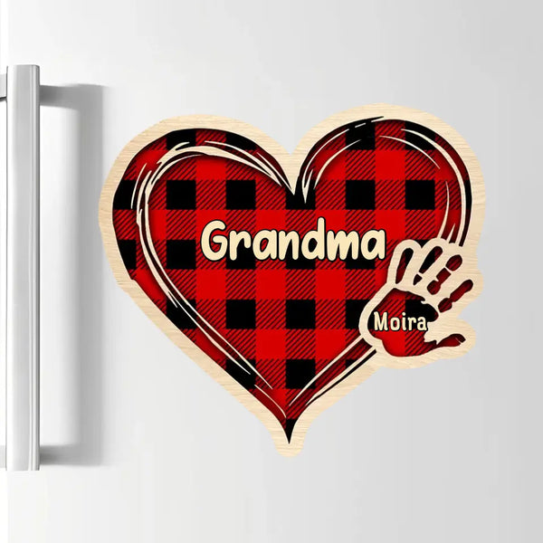 Grandma Mom Heart Hand Print Personalized Decal & Fridge Magnet Decal