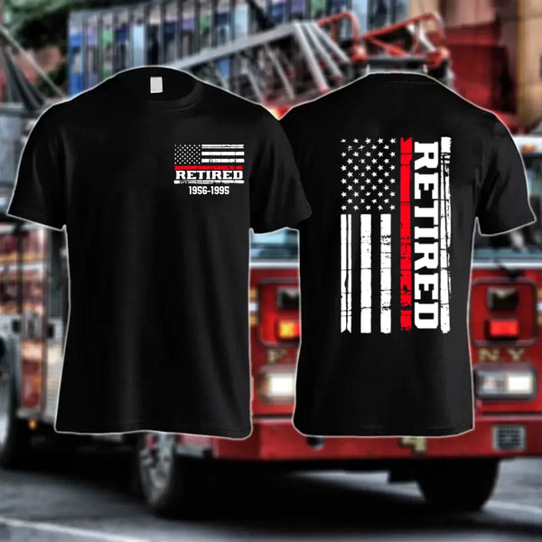 Personalisiertes US-Feuerwehrmann-T-Shirt im Ruhestand, 2D-gedruckt