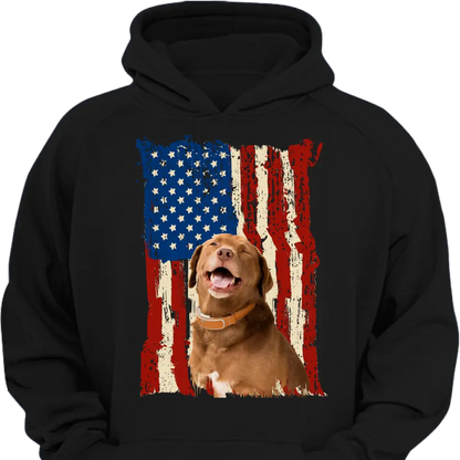 Personalisieren Sie die Kleidung mit Foto-Flaggen-Hintergrunddruck für Ihren Hund