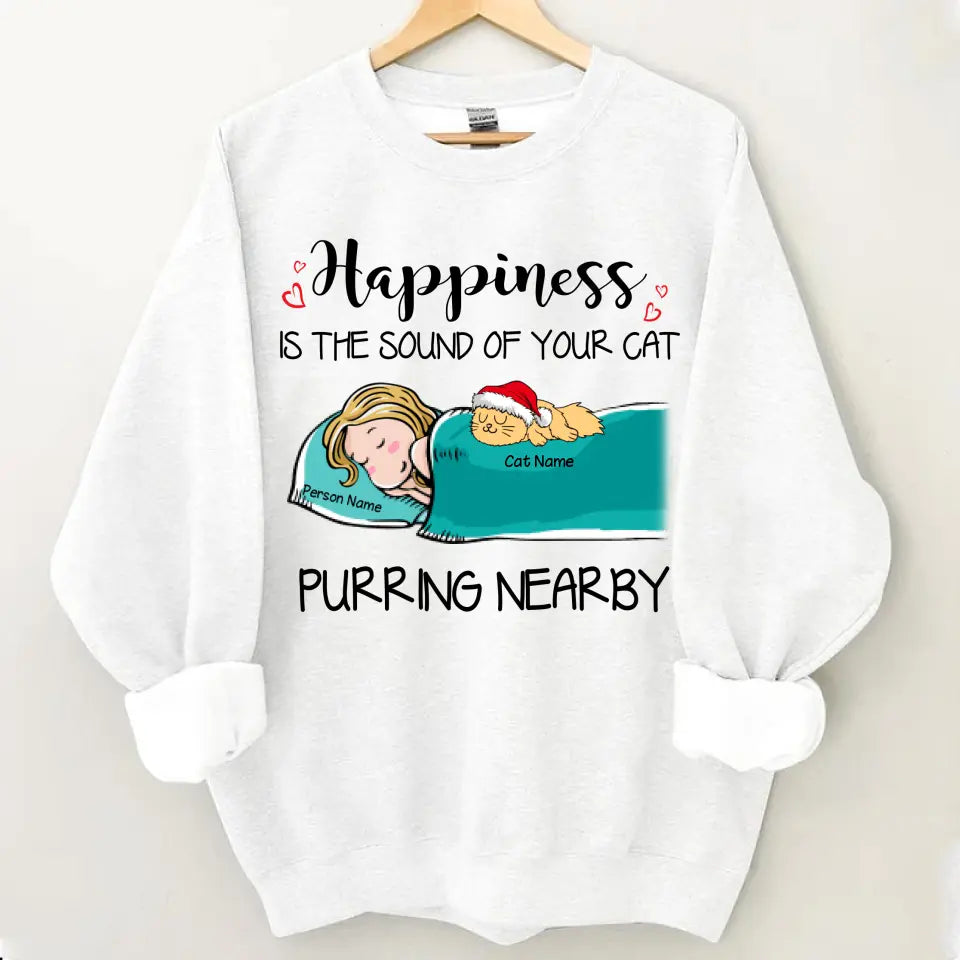 Happiness Is The Sound Of Your Cats Purring Nearby Personalized T-Shirt