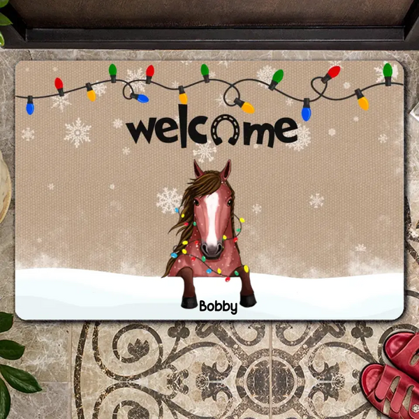 Personalisierte Willkommens-Pferd-Weihnachts-Fußmatte