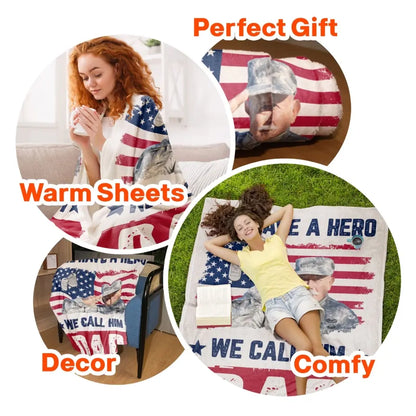 We Have A Hero We Call Him Dad Veterans Day – personalisierte Fotodecke