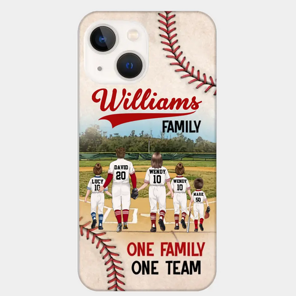 Custom Personalized Baseball Family Phone Case - Upto 3 Children - Gift Idea For Valentine's Day/Birthday/Anniversary/ Mother's Day Gift For Wife From Husband - One Family One Team - Case for iPhone/Samsung
