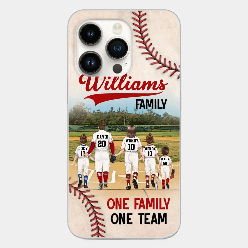 Personalisierte Baseball-Familien-Handyhülle – bis zu 3 Kinder – Geschenkidee zum Valentinstag/Geburtstag/Jahrestag/Muttertagsgeschenk für Ehefrau vom Ehemann – eine Familie, ein Team – Hülle für iPhone/Samsung
