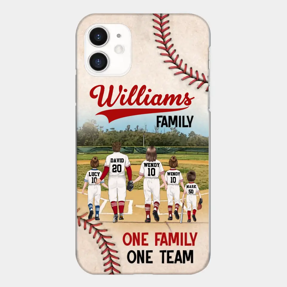 Personalisierte Baseball-Familien-Handyhülle – bis zu 3 Kinder – Geschenkidee zum Valentinstag/Geburtstag/Jahrestag/Muttertagsgeschenk für Ehefrau vom Ehemann – eine Familie, ein Team – Hülle für iPhone/Samsung