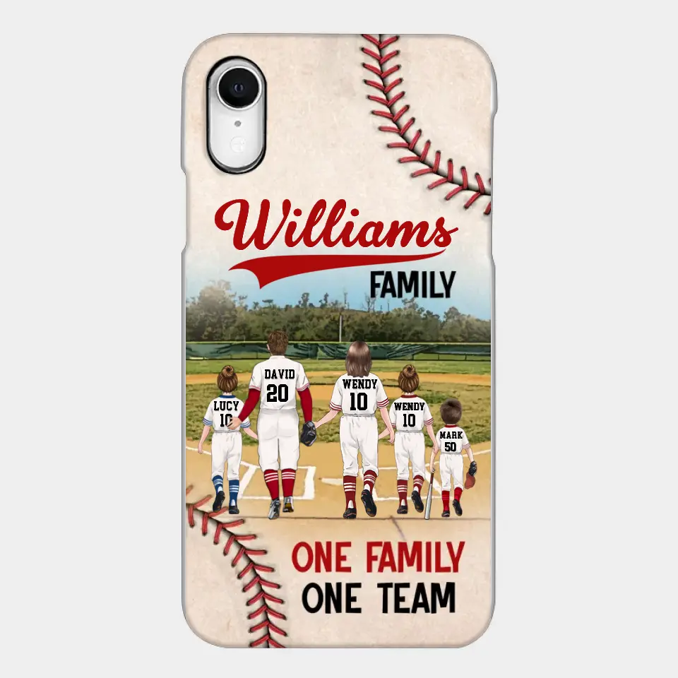 Personalisierte Baseball-Familien-Handyhülle – bis zu 3 Kinder – Geschenkidee zum Valentinstag/Geburtstag/Jahrestag/Muttertagsgeschenk für Ehefrau vom Ehemann – eine Familie, ein Team – Hülle für iPhone/Samsung